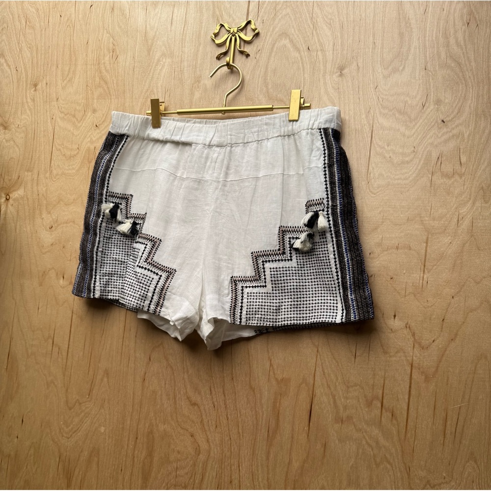 J CREW COLLECTION Mixed Matelasse Linen Shorts White M - Picture 4 of 9